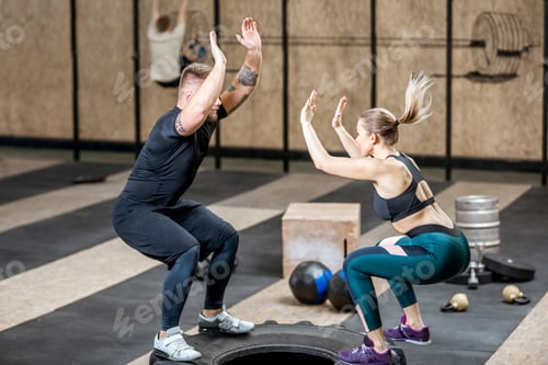 Preview: Couple training with tire n the gym