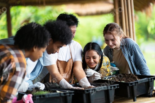 Preview: Children and teacher learning plant fruit and vegetable agriculture laughing scary earthworm