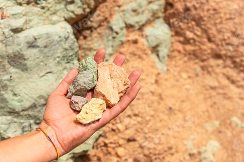 Preview: Detail of the colors of the stones in the Natural Monument Azulejos de Veneguera or Rainbow Rocks
