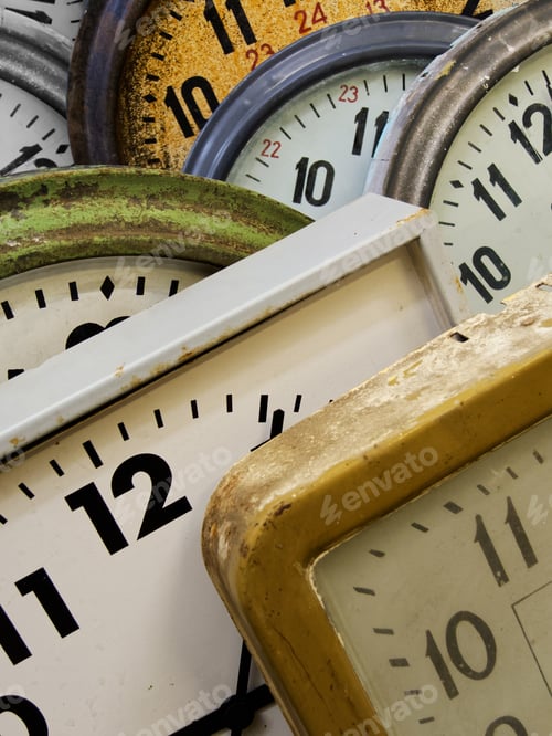 Preview: Group of old wall clocks