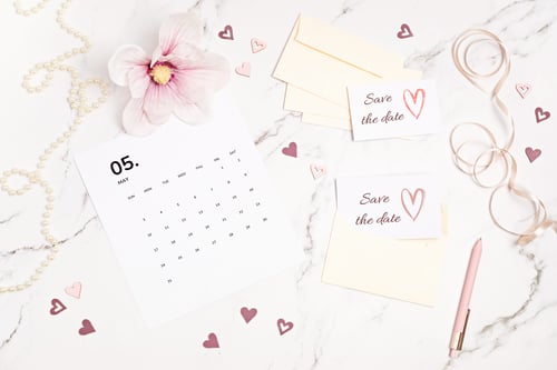 Preview: Save the date card in the envelope. Wedding planning, invitation concept
