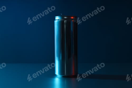 Preview: Concept of drink, blank can with space for label
