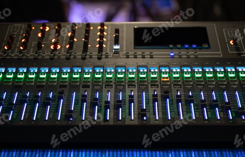 Preview: Digital mixer in a recording Studio. Work with sound. The concept of creativity and show business.