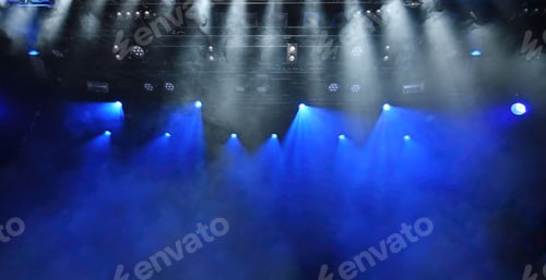 Preview: abstract background of stage lights with a blue and white ceiling spotlights