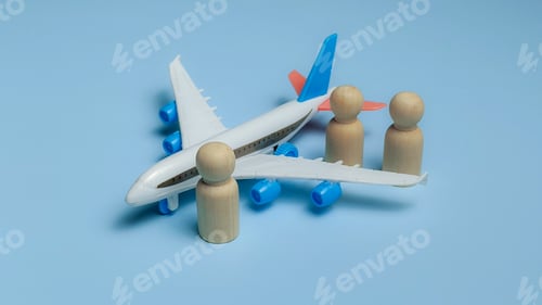 Preview: Toy airplane with wooden peg people figures