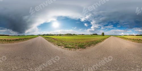 Preview: Full spherical seamless panorama 360 degrees angle view on no traffic asphalt road