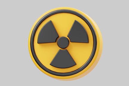 Preview: Vibrant Yellow and Black Radioactive Emblem on Elegant Grey Background