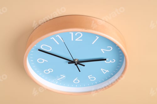 Preview: Close-up of a wall clock. The concept of time and work time is valuable for life