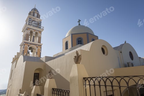 Preview: Beautiful shot of a white stone cathedral on blue sky background