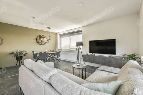 Preview: Luxurious living room in gray tones