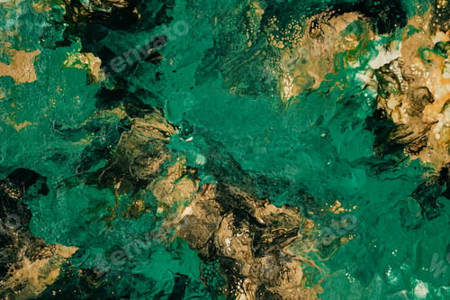 Preview: Green beige and black fluid art. Abstract background.