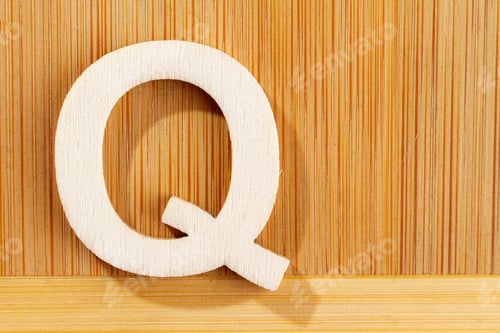 Preview: Letter Q of wood-made alphabet, top view and space for text