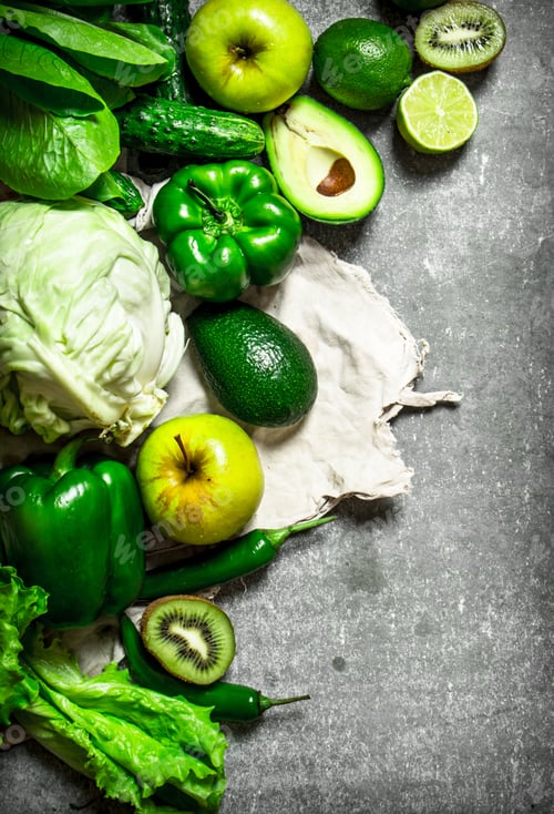 Preview: Healthy food. The vegetables and fruits.