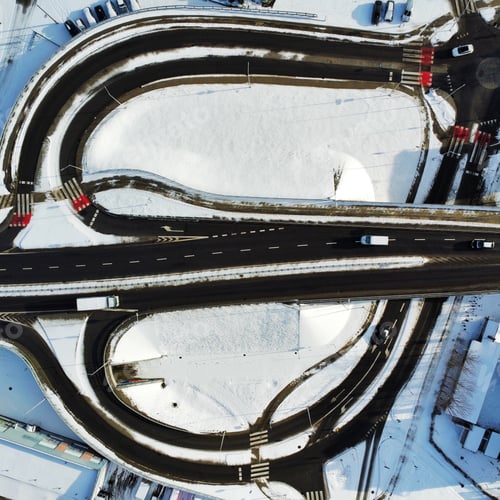 Preview: Drone shot of a junction in winter