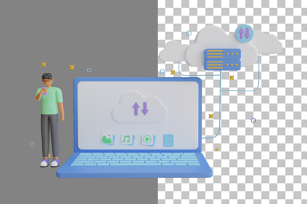 Preview: Cloud Data Sharing 3D Illustration