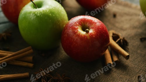 Preview: Apples and spices on table