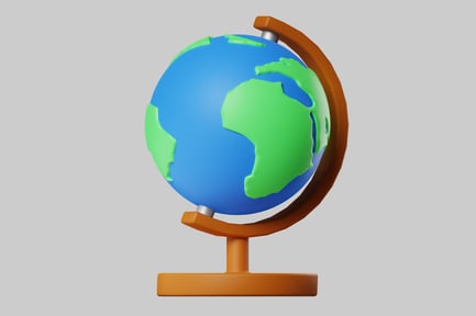 Aperçu: Support en forme de globe terrestre caricatural