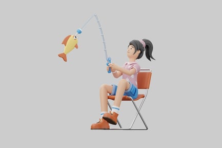 Preview: Girl fishing on a chair