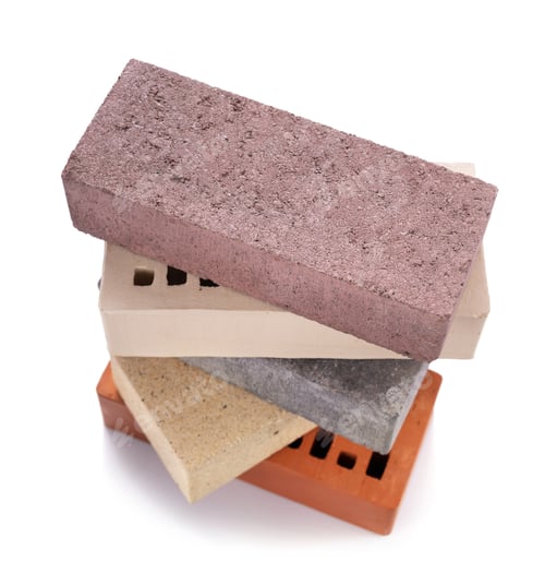 Preview: Brick isolated on white background. Stack of construction brick