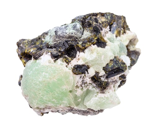 Preview: rough Prehnite in Epidote crystals isolated