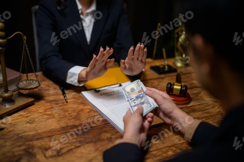 Preview: Lawyer refusing money bribe demonstrating integrity and justice