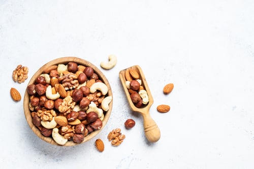 Preview: Nuts assortment at white background.