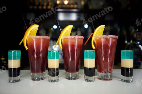 Preview: Alcohol shots and cocktails at the bar