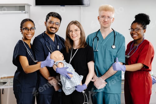Preview: Paramedics practicing cpr on dummy during medical training