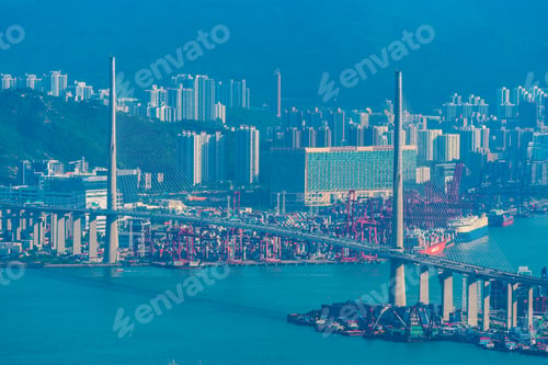 Preview: Hong Kong, China skyscraper building in modern city landscape, business urban center of Asia
