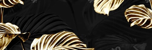 Preview: Shiny golden calathea leaves background