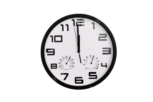 Preview: Clock with arabic numerals on wall shows 12:00