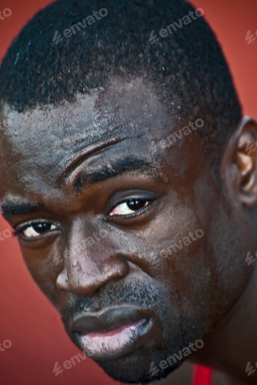 Preview: portrait of sweating male athlete