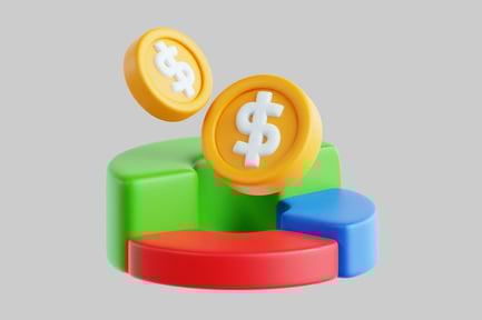 Preview: Financial chart with dollar coins