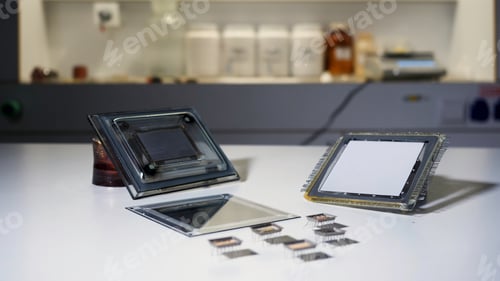 Preview: Close up for the equpment at the laboratory, sciene concept. Stock footage. Parts of the mechanism