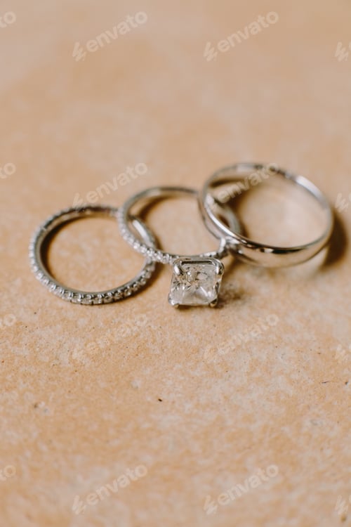 Preview: Luxury wedding ring and engagement in fine art style