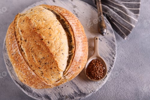 Preview: homemade organic bread with flaxseeds