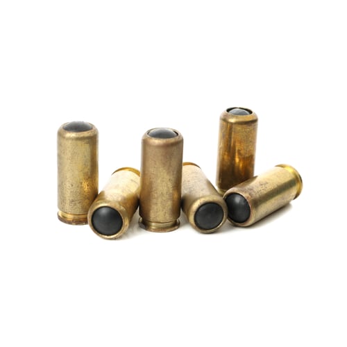 Preview: Rubber bullets isolated on white background. Self defense weapon