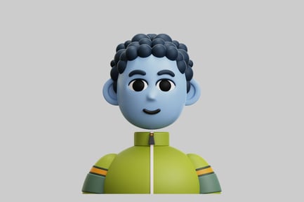 Preview: Cartoon blue skin boy character