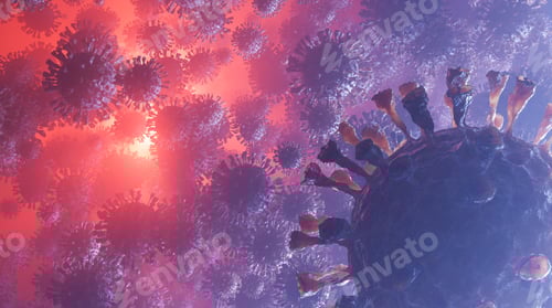 Preview: Coronavirus 2019-nCov novel coronavirus concept. Microscope virus close up.