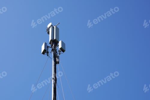 Preview: mobile cell tower against blue sky