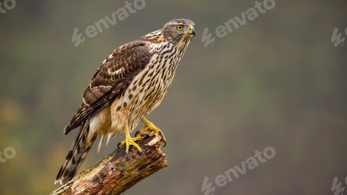 Preview: Juvenile northern goshawk, accipiter gentilis perched on a bough