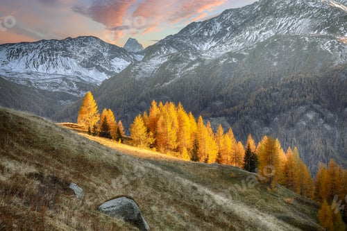 Preview: Stunning view of moutaine scenery at Grossglockner High Alpine Road during autumn.
