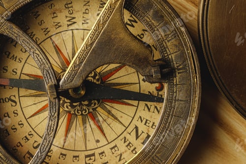 Preview: Close up view of the old compass