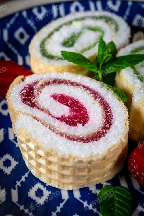 Preview: Slices of homemade sweet roll with fruit jam.
