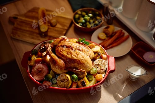 Preview: Close up of roast turkey prepared for Thanksgiving dinner.