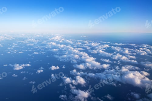 Preview: A ridge of white clouds in the sunset sky. Copy space