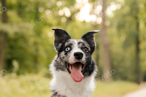 Preview: Cute dog. Border collie dog breed. Emotion of a dog. Curious, happy and funny pet