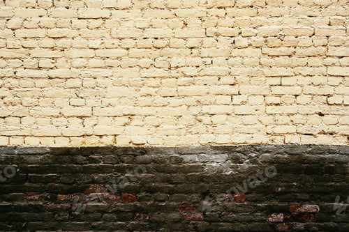 Preview: Texture Of Painted Old Brick For Background Or Wallpaper With Two Horizontal Areas Of Different