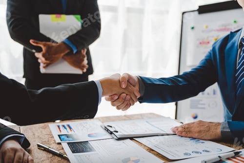 Preview: business partner handshake concept Colleagues shaking hands Successful deal after a great meeting. B