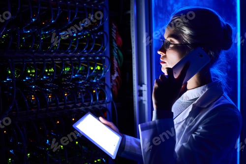 Preview: Female Scientist in Futuristic Data Laboratory